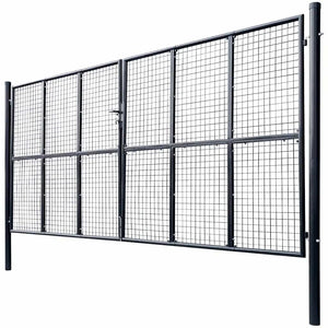 Maschen-Gartentor verzinkter Stahl 400 x 175 cm Grau