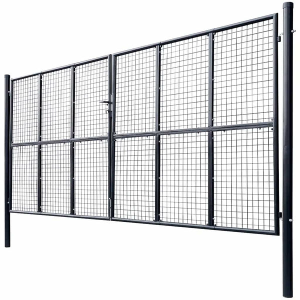 Maschen-Gartentor verzinkter Stahl 400 x 175 cm Grau