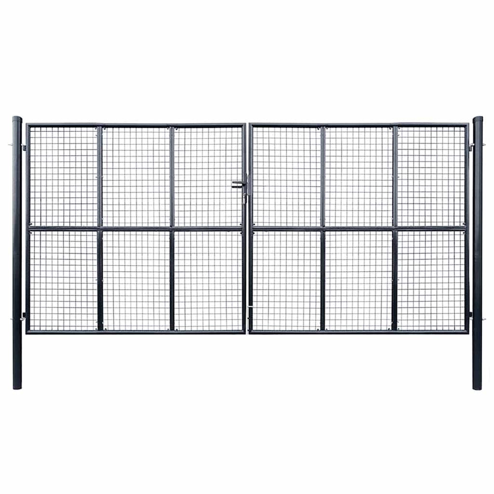 vidaXL Mesh Garden Gate Galvanized Steel 400 x 200 cm Grey
