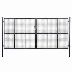 Maschen-Gartentor verzinkter Stahl 400 x 200 cm Grau