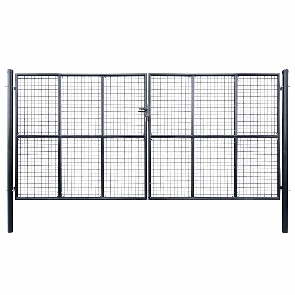 Maschen-Gartentor verzinkter Stahl 400 x 200 cm Grau