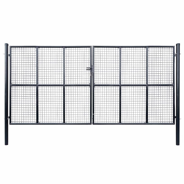 Maschen-Gartentor verzinkter Stahl 400 x 200 cm Grau