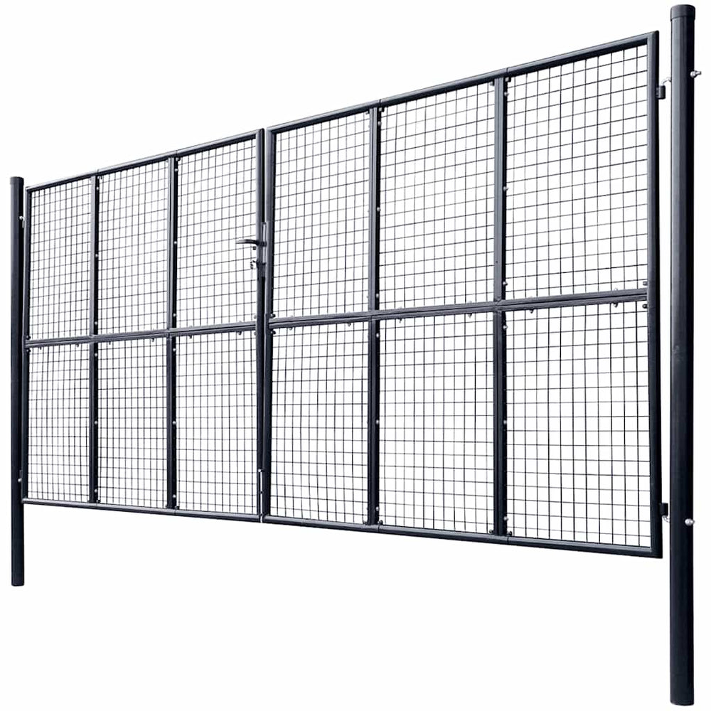 vidaXL Mesh Garden Gate Galvanized Steel 400 x 200 cm Grey