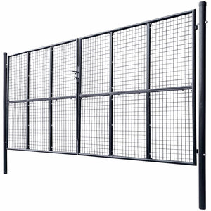 Maschen-Gartentor verzinkter Stahl 400 x 200 cm Grau