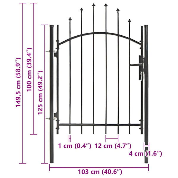 Gartentor Woerden Stahl 1x1 m Schwarz