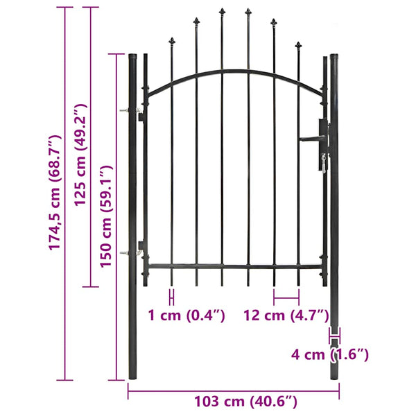 Gartentor Woerden Stahl 1x1,25 m Schwarz