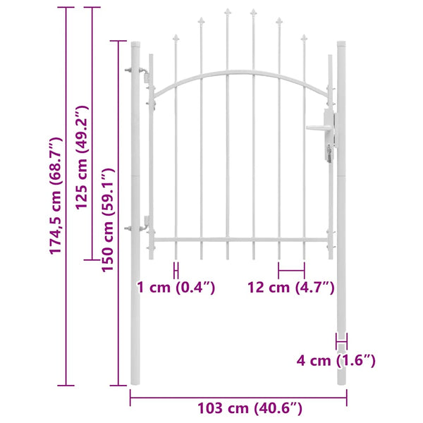 Gartentor Woerden Stahl 1x1,25 m Weiß