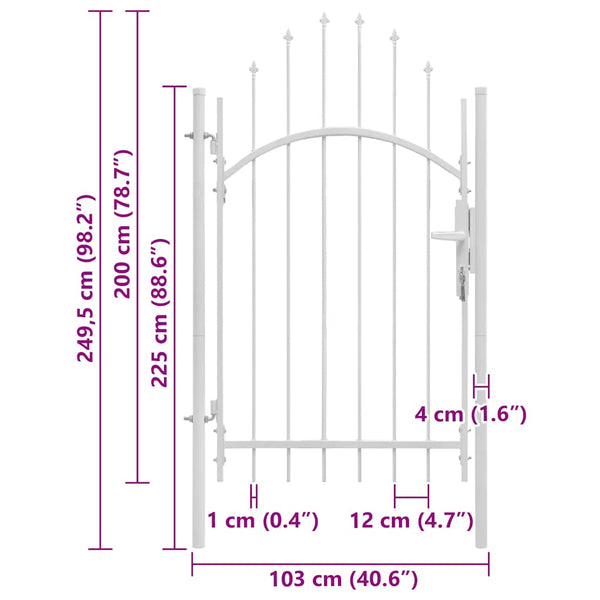 Gartentor Woerden Stahl 1x2,45 m Weiß