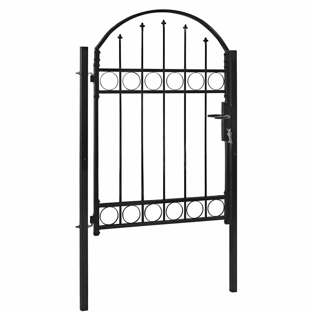 vidaXL Garden Gate ASSEN with Arched Top Steel 102 x 125 cm Black