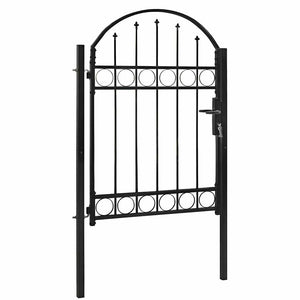 Gartentor ASSEN mit Bogenabschluss Stahl 102 x 125 cm Schwarz