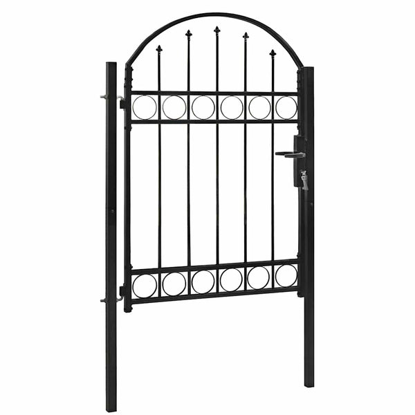 Gartentor ASSEN mit Bogenabschluss Stahl 102 x 125 cm Schwarz