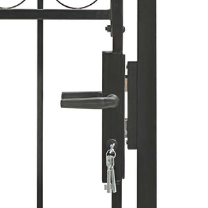 Gartentor ASSEN mit Bogenabschluss Stahl 102 x 125 cm Schwarz