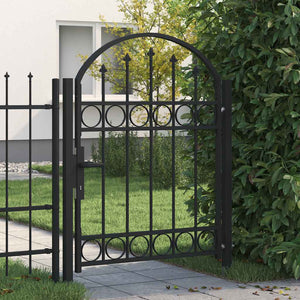 Gartentor ASSEN mit Bogenabschluss Stahl 102 x 125 cm Schwarz