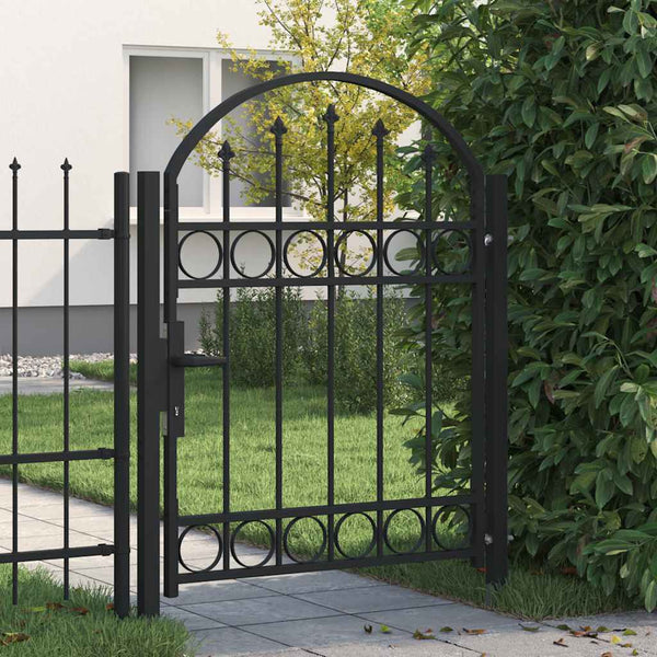 Gartentor ASSEN mit Bogenabschluss Stahl 102 x 125 cm Schwarz