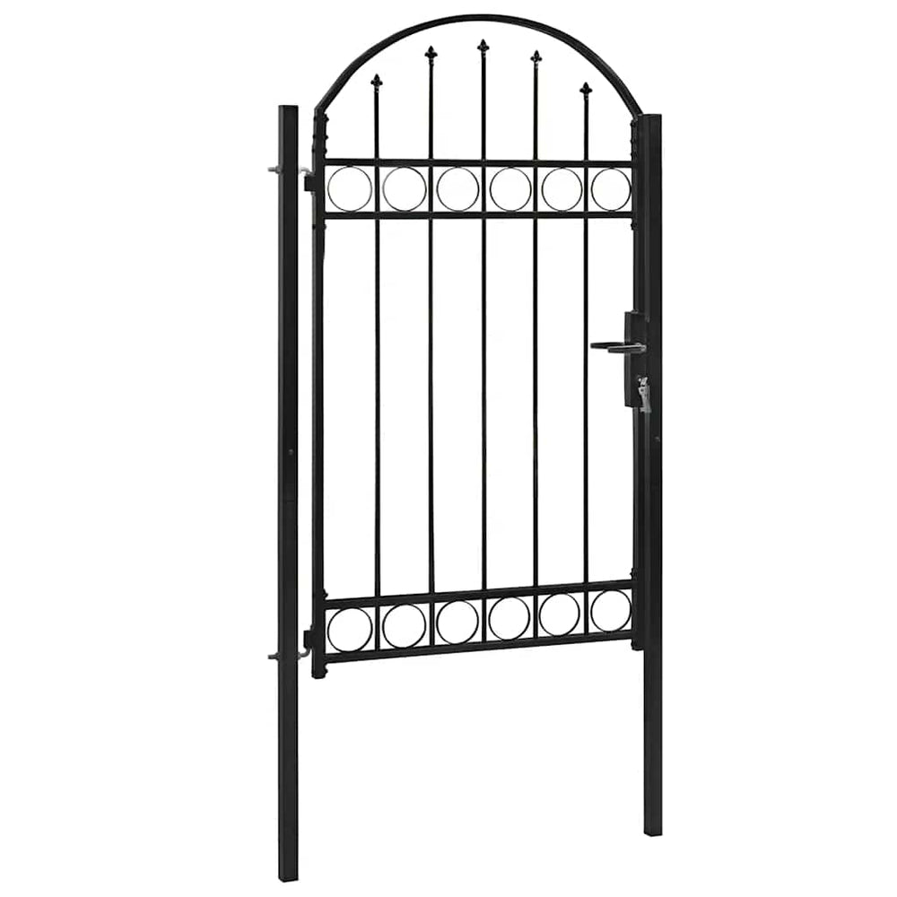 vidaXL Garden Gate ASSEN with Arched Top Steel 102 x 175 cm Black