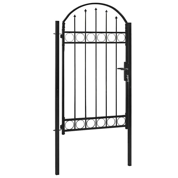 Gartentor ASSEN mit Bogenabschluss Stahl 102 x 175 cm Schwarz