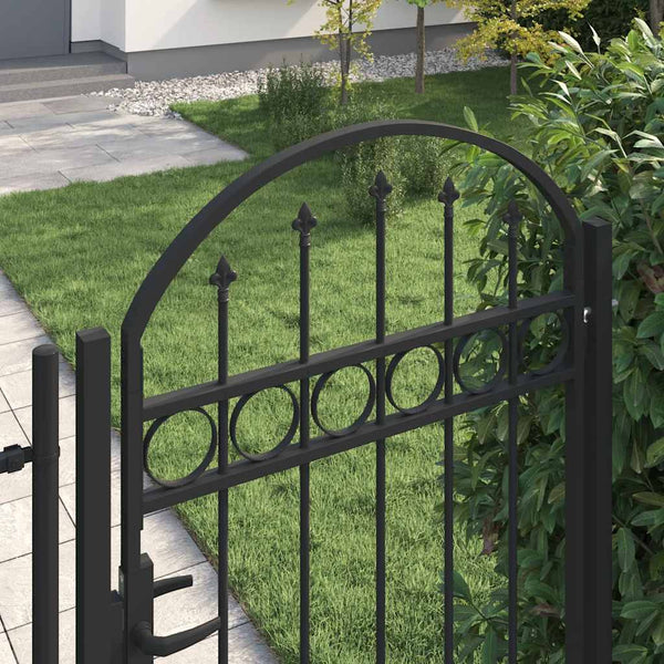 Gartentor ASSEN mit Bogenabschluss Stahl 102 x 175 cm Schwarz