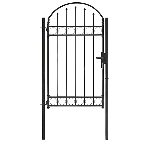 Gartentor ASSEN mit Bogenabschluss Stahl 102 x 175 cm Schwarz
