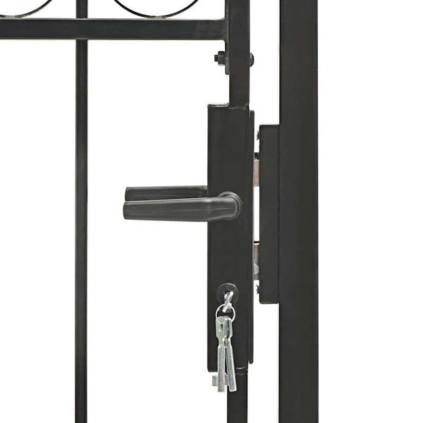 Gartentor ASSEN mit Bogenabschluss Stahl 102 x 175 cm Schwarz