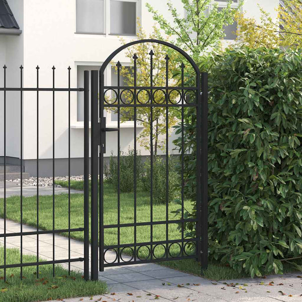Gartentor ASSEN mit Bogenabschluss Stahl 102 x 175 cm Schwarz