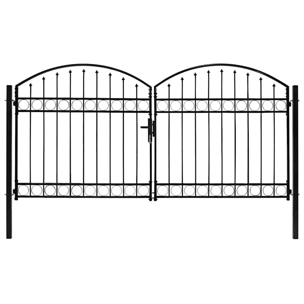 vidaXL ASSEN Double Gate with Arched Top Steel 300 x 125 cm