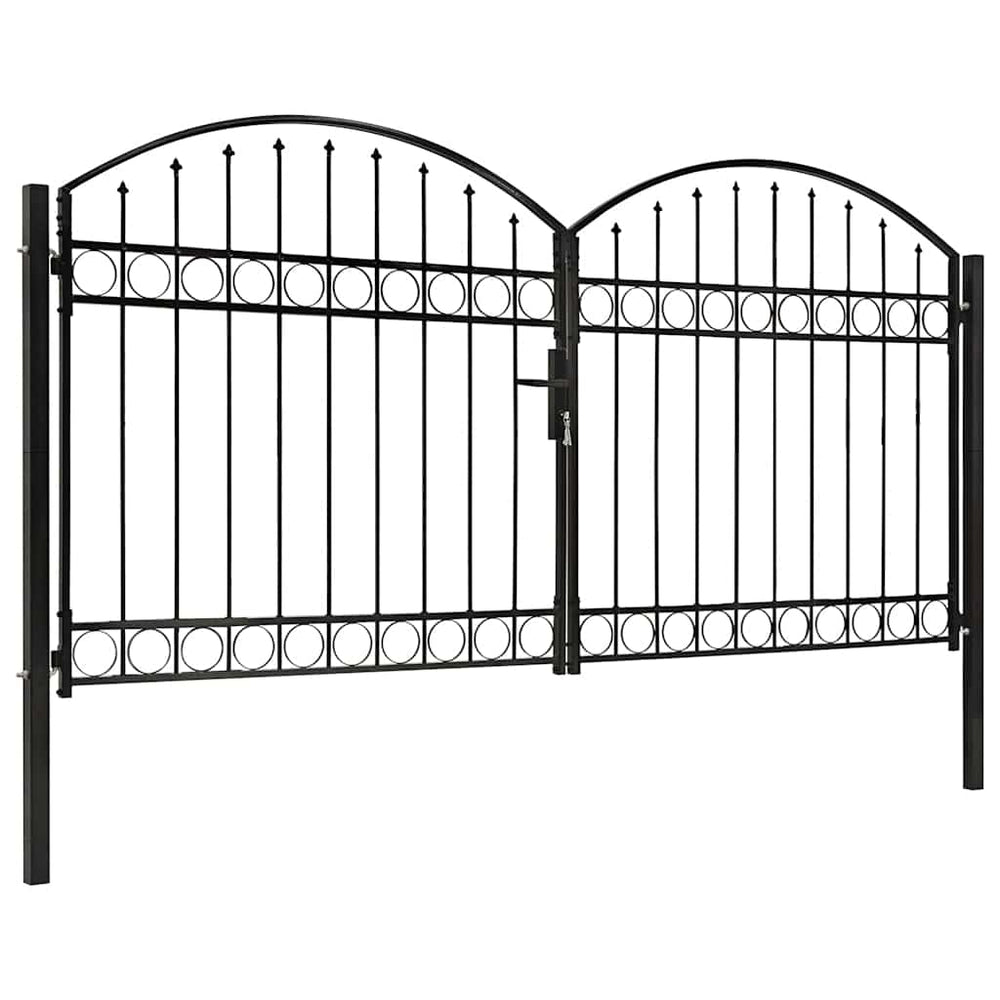 vidaXL Garden Gate ASSEN Double Door with Arched Top Steel 300 x 150 cm