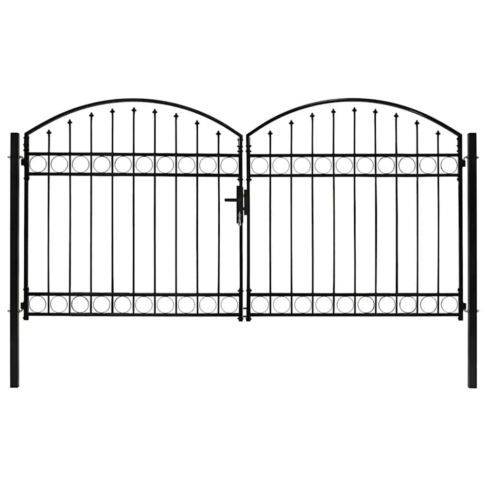 vidaXL Garden Gate ASSEN Double Door with Arched Top Steel 300 x 150 cm