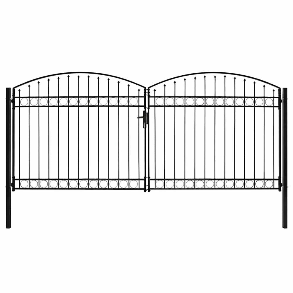 vidaXL Fence Gate ASSEN Double Gate with Arch Top Steel 400 x 200 cm