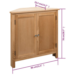 Eckschrank 80x33,5x78 cm Massivholz Eiche