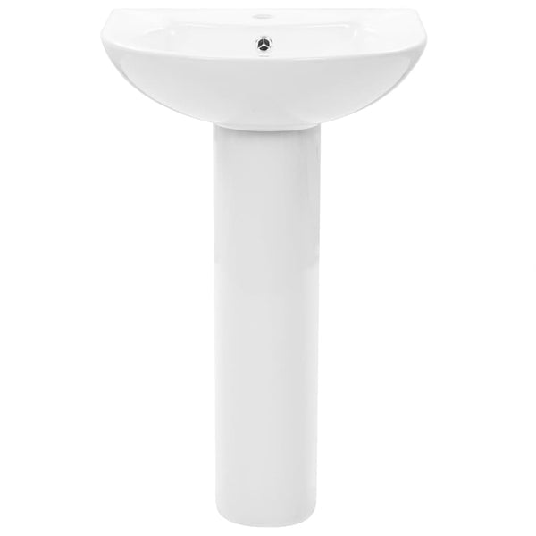 Freistehendes Waschbecken mit Säule Keramik Weiß 520x440x190 mm