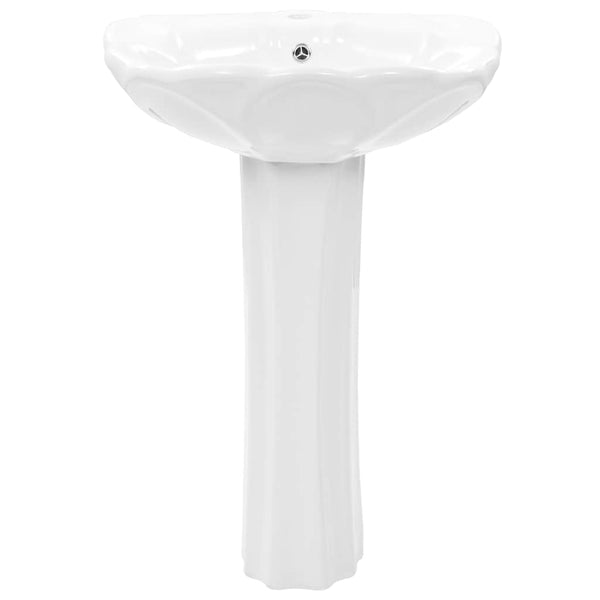Freistehendes Waschbecken mit Säule Keramik Weiß 580x510x200 mm