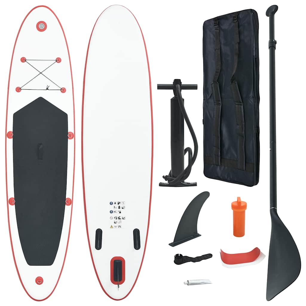 Aufblasbares Stand Up Paddle Board Set Rot/Weiß