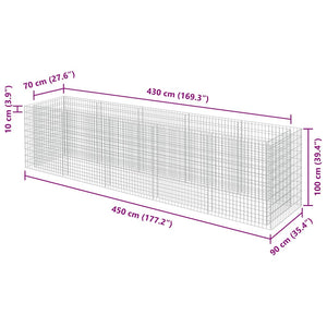 Gabionen-Hochbeet Verzinkter Stahl 450×90×100 cm