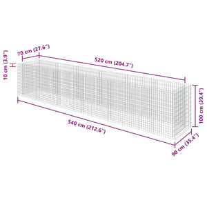 Gabionen-Hochbeet Verzinkter Stahl 540×90×100 cm