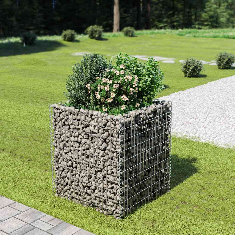 Gabionen-Hochbeet Verzinkter Stahl 90×90×100 cm