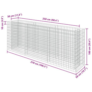 Gabionen-Hochbeet Verzinkter Stahl 270×50×100 cm