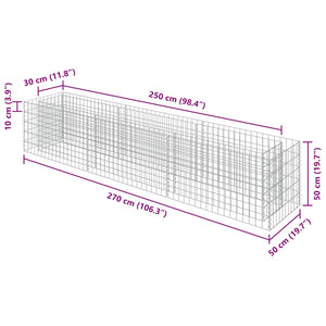 Gabionen-Hochbeet Verzinkter Stahl 270×50×50 cm