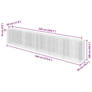 Gabionen-Hochbeet Verzinkter Stahl 540×50×100 cm