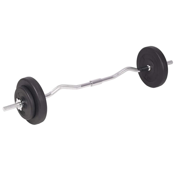 Hantelbank mit Ablage, Langhantel und Kurzhantel-Set 90 kg