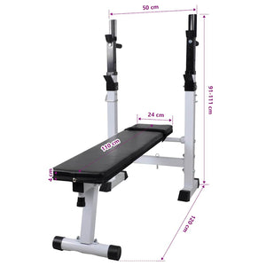 Hantelbank mit Ablage, Langhantel und Kurzhantel-Set 90 kg