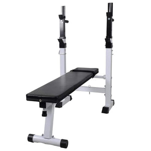 Hantelbank mit Ablage, Langhantel und Kurzhantel-Set 90 kg