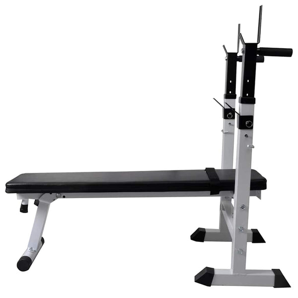 Hantelbank mit Ablage, Langhantel und Kurzhantel-Set 90 kg