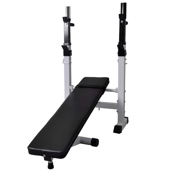 Hantelbank mit Ablage, Langhantel und Kurzhantel-Set 90 kg