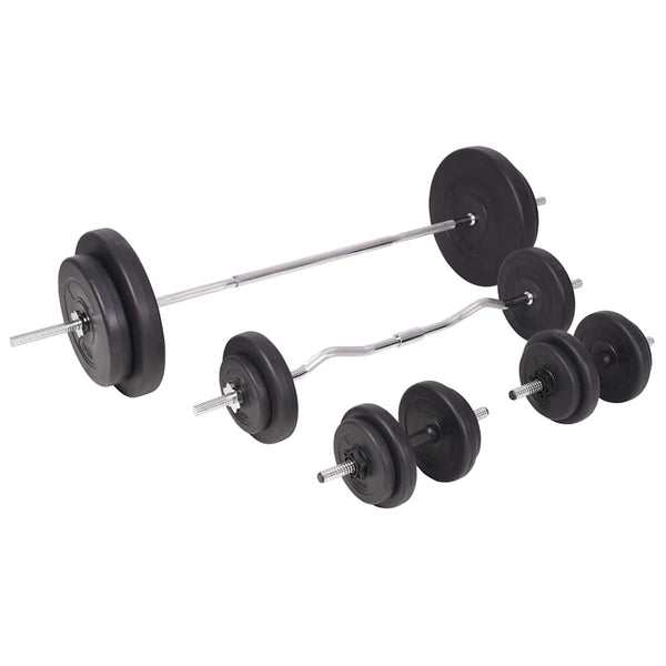 Hantelbank mit Ablage, Langhantel und Kurzhantel-Set 90 kg