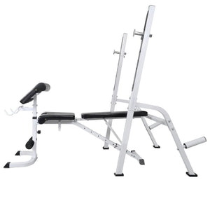 Hantelbank mit Ablage, Langhantel und Kurzhantel-Set 90 kg