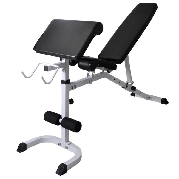 Hantelbank mit Ablage, Langhantel und Kurzhantel-Set 90 kg