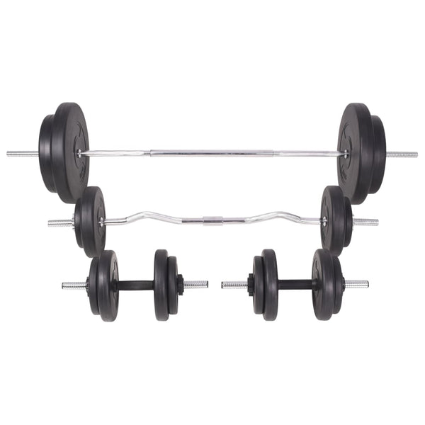Hantelbank mit Ablage, Langhantel und Kurzhantel-Set 90 kg