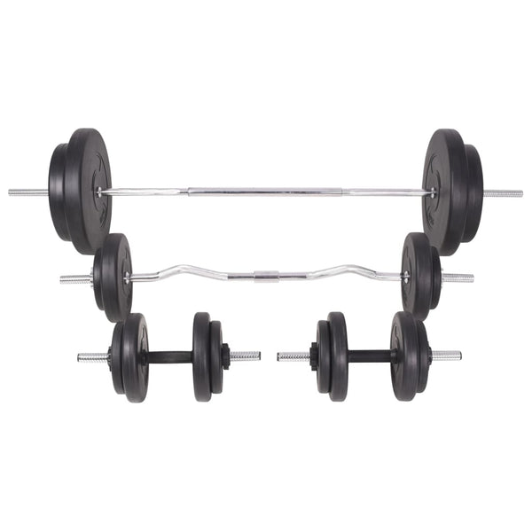 Hantelbank mit Ablage, Langhantel und Kurzhantel-Set 90 kg