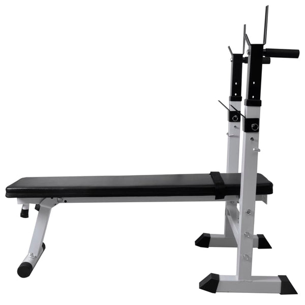 Hantelbank mit Ablage, Langhantel und Kurzhantel-Set 120 kg