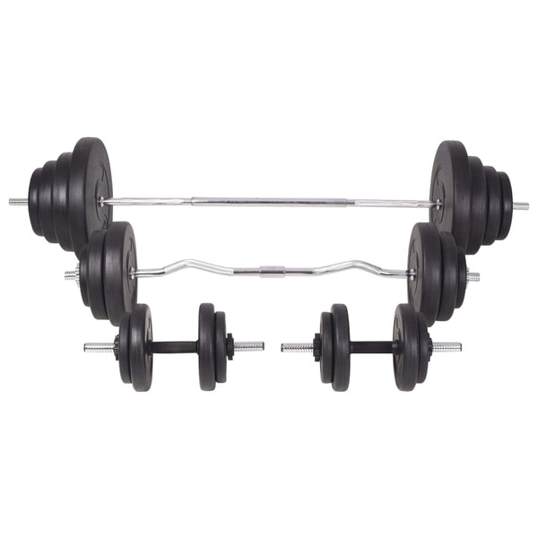 Hantelbank mit Ablage, Langhantel und Kurzhantel-Set 120 kg